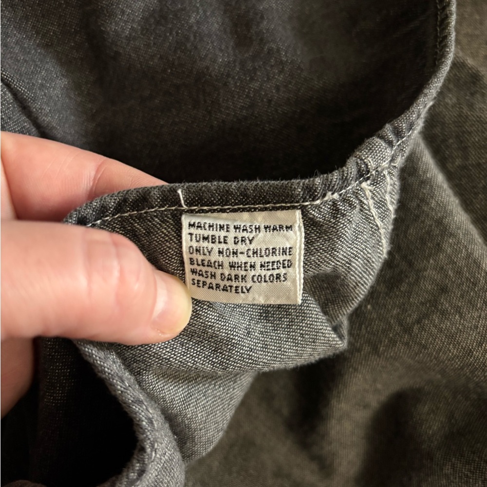 Geoffrey Beene Charcoal Denim Button-Up Shirt Size L - Picture 8 of 8